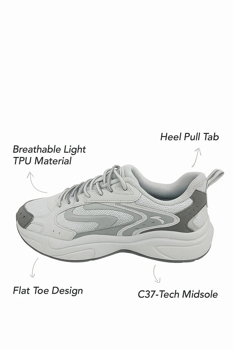 Thick-Sole Retro Sneakers with C37 Cushioning