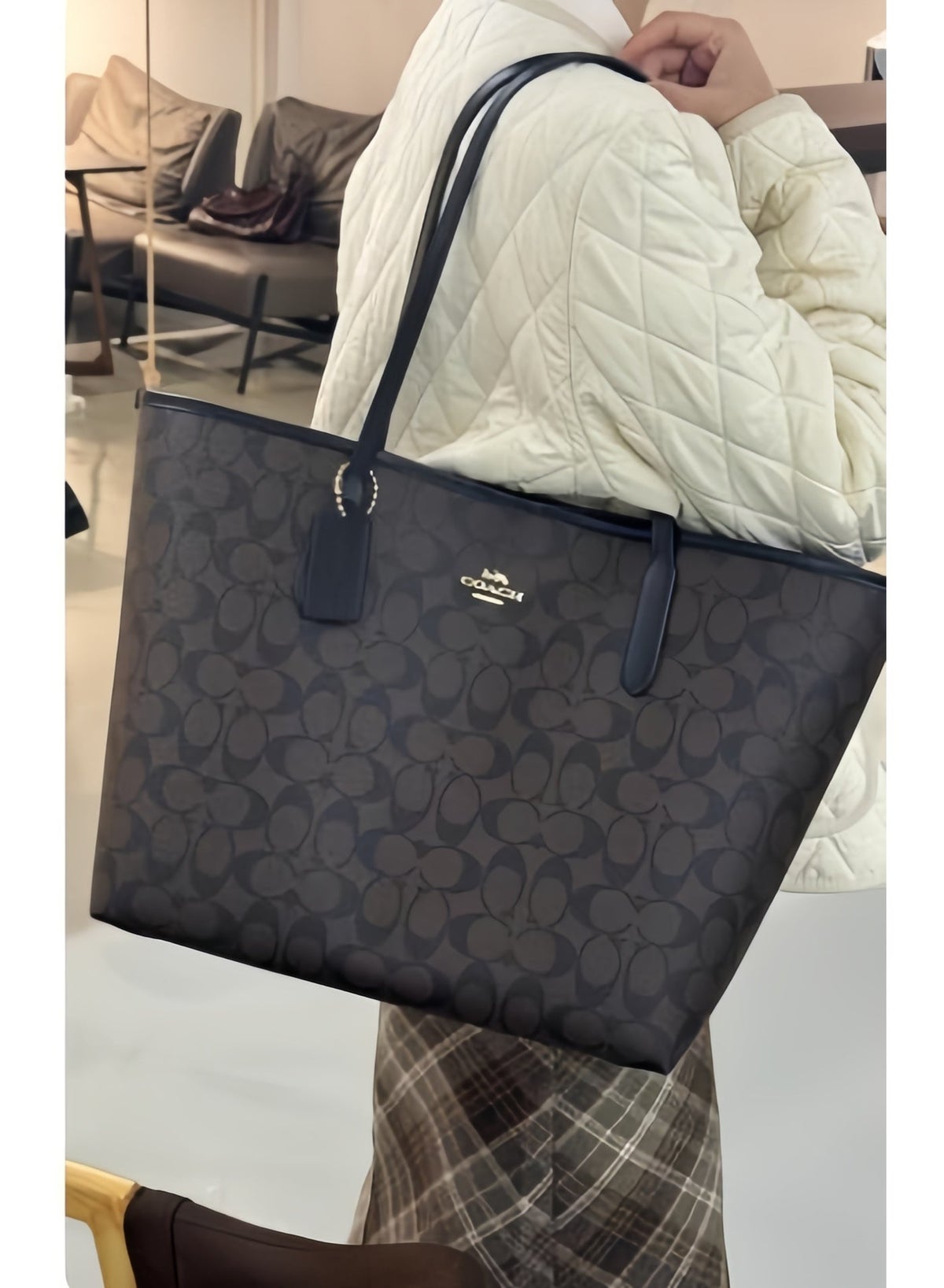Coach Women's City Tote Bag – Classic Coated Canvas Handbag