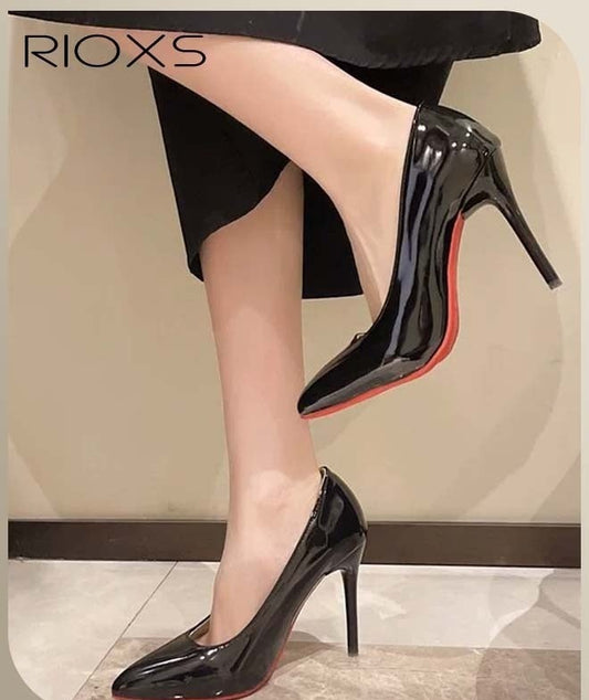 Women's Heeled Pumps, 10cm Patent Leather Pumps, Stiletto High Heels for Women, Closed Pointed Toe High Heels, Patent Leather Pumps, Laides Party Wedding Dress Heels, Slip-on Heeled Shoes, Classic High Heel Shoes for Professional Outfits/ Work and Daily