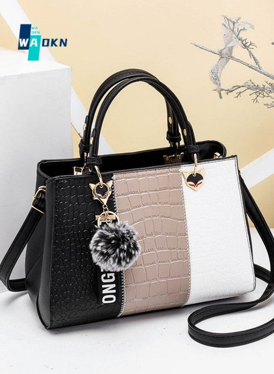 Women's Fashion Contrasting Shoulder Bag, Ladies American Contrasting Handbag Tote Bags