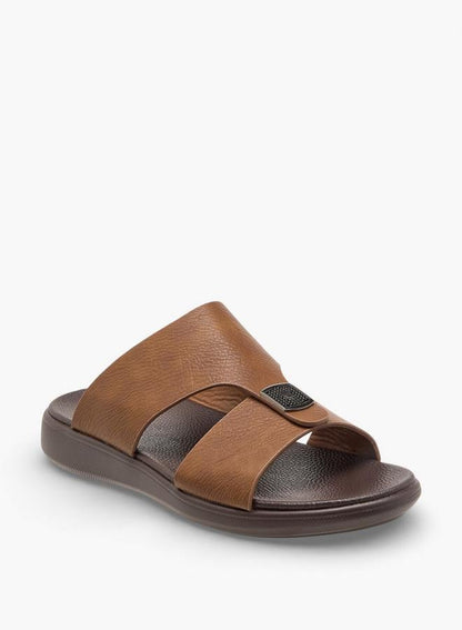 Men Slip-On Arabic Sandals with Metallic Accent