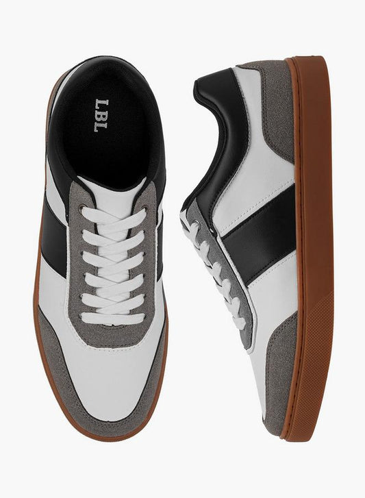 Contrast Panelled Lace-Up Sneakers