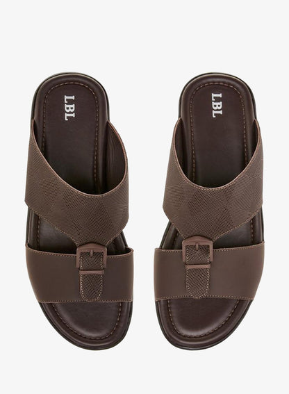Textured Slip-On Arabic Sandals With Buckle Detail