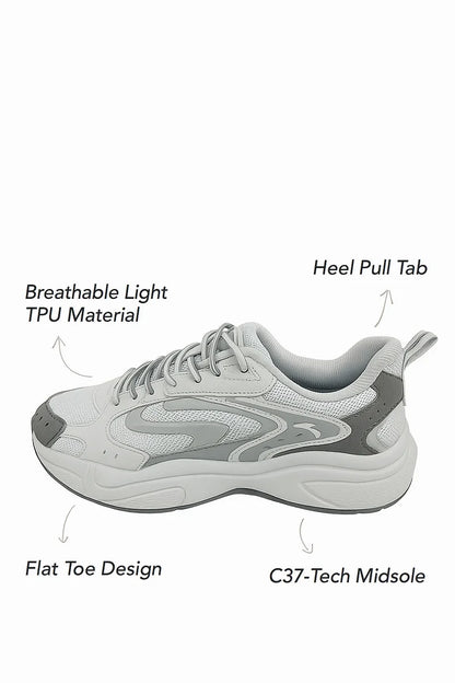 Thick-Sole Retro Sneakers with C37 Cushioning