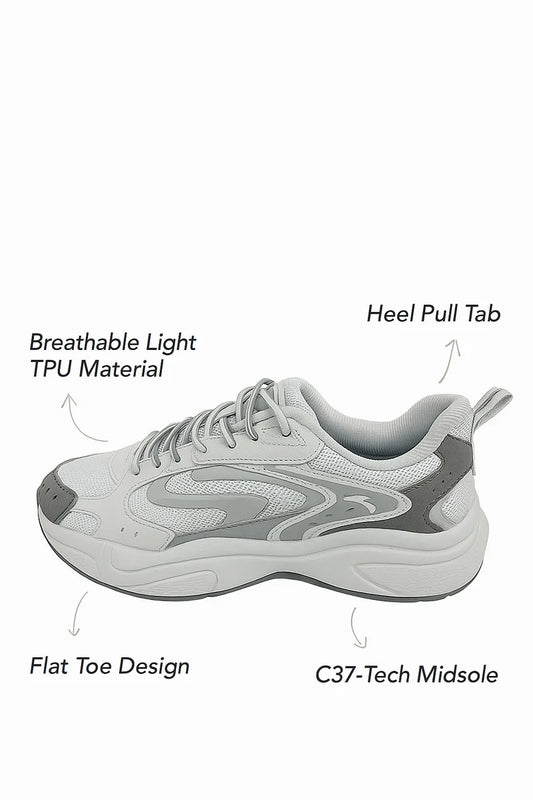 Thick-Sole Retro Sneakers with C37 Cushioning