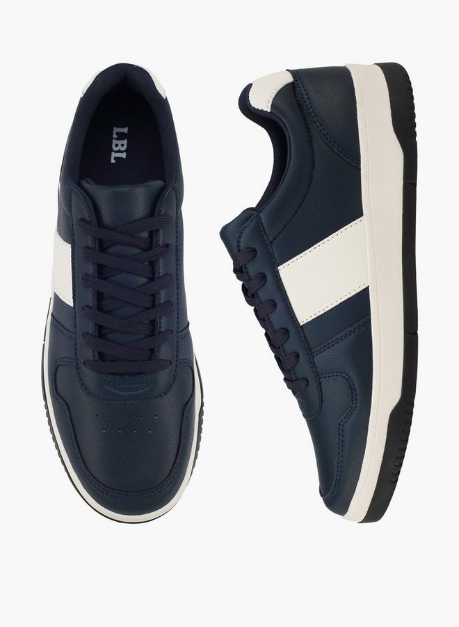 Men Faux Leather Stripe Lace-Up Ankle Sneakers