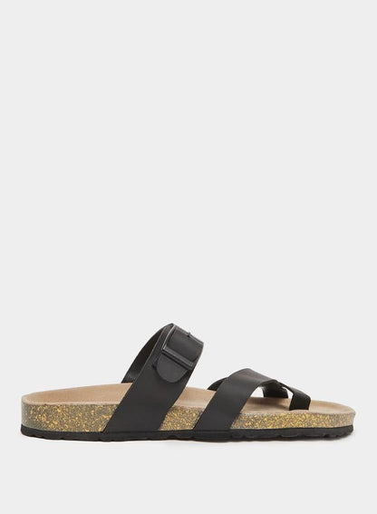 Men Black Adjustable Strap Sandals