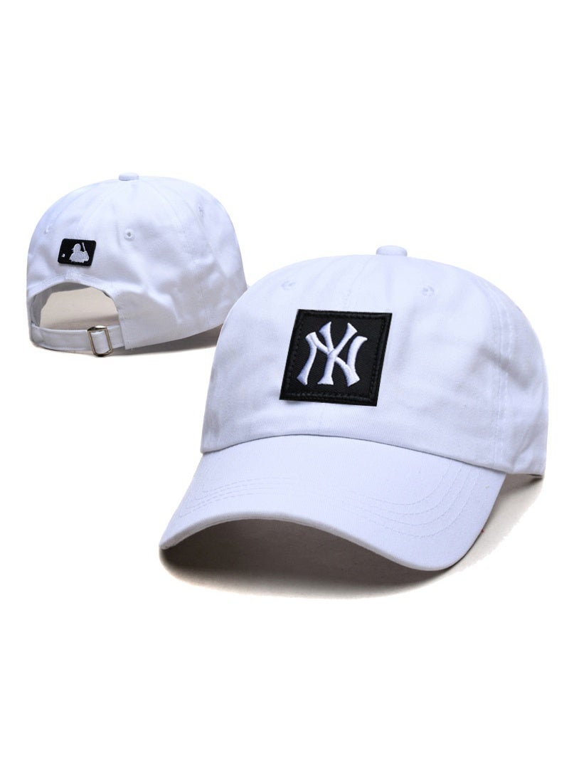 New Era MLB New York Yankees White Dad Hat – Black Patch & White NY Logo