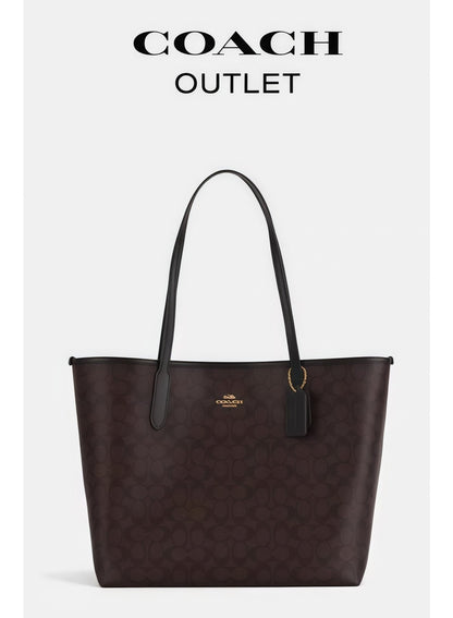 Coach Women's City Tote Bag – Classic Coated Canvas Handbag