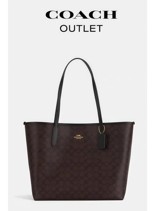 Coach Women's City Tote Bag – Classic Coated Canvas Handbag
