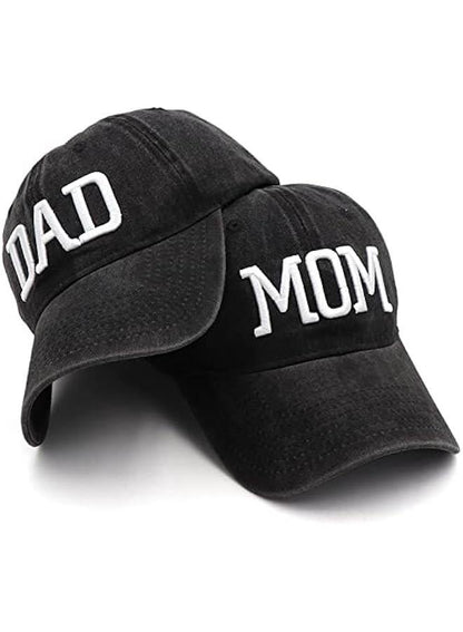 Mom & Dad Embroidered Baseball Caps | Adjustable | Gift for Couples