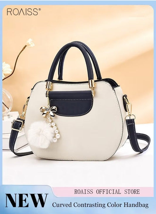 Women's Fashion Contrast Color Handbag Curved Silhouette