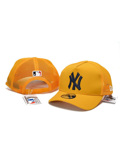 New York Yankees New Era Yellow Trucker Mesh Baseball Cap – Navy 3D Logo Snapback