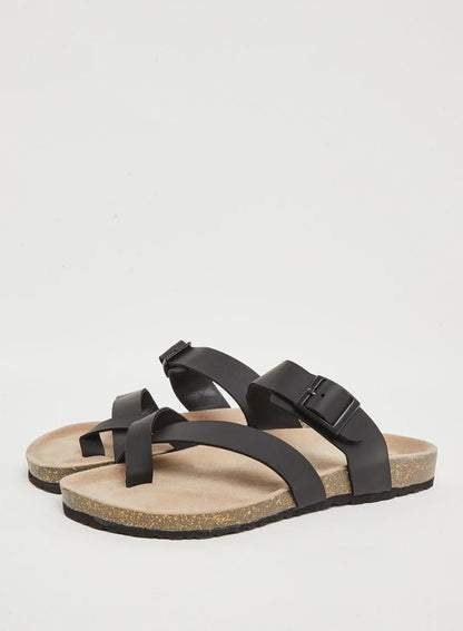 Men Black Adjustable Strap Sandals