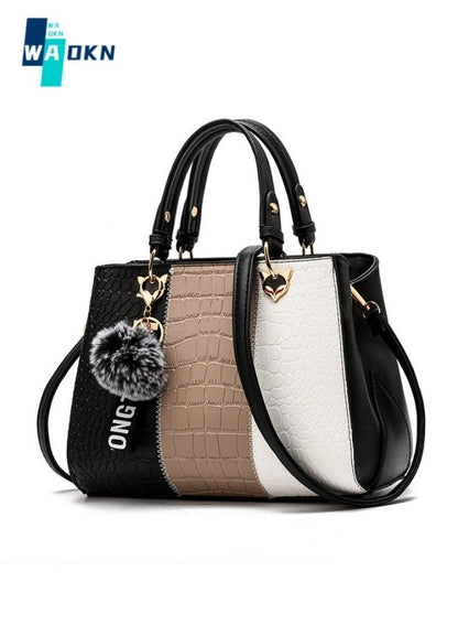Women's Fashion Contrasting Shoulder Bag, Ladies American Contrasting Handbag Tote Bags