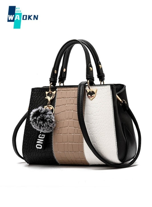 Women's Fashion Contrasting Shoulder Bag, Ladies American Contrasting Handbag Tote Bags