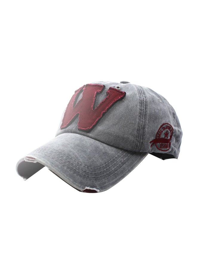 W Letter Printed Fashion Snapback Cap | Grey & Red | Unisex