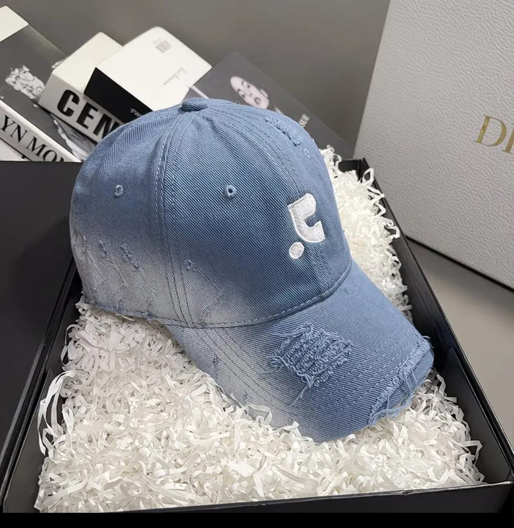 Distressed Denim Baseball Cap