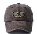 Boston Black & Gold Washed Denim Cap – Dark Brown