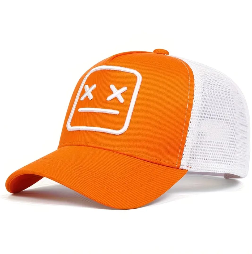 XX Sad Face Trucker Cap – Orange/White
