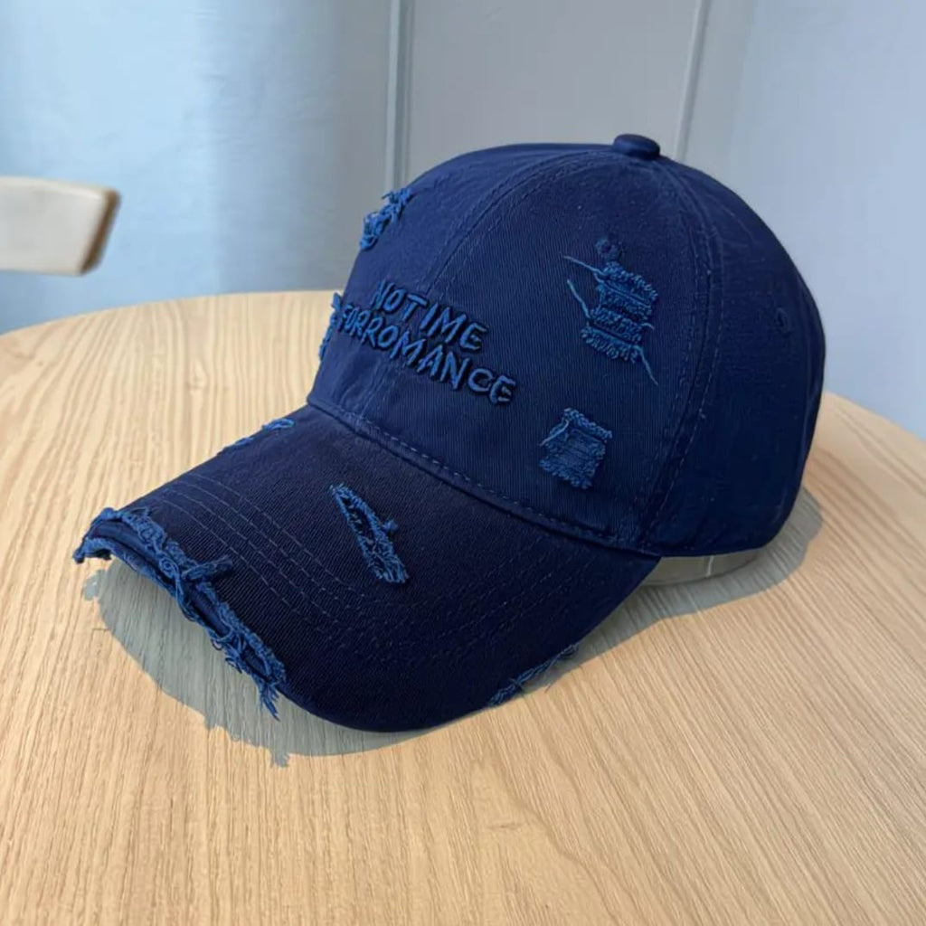 No Time For Romance Distressed Cap – Navy