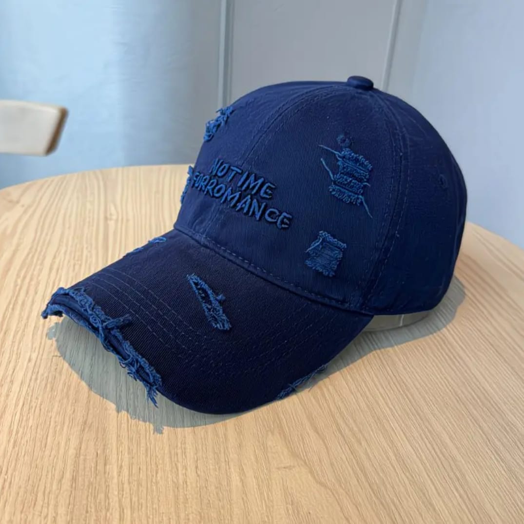 No Time For Romance Distressed Cap – Navy