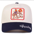 Howdy Cowboy Embroidered Baseball Cap – Cream & Navy