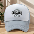 Chicago Illinois Trucker Cap – White & Light Grey
