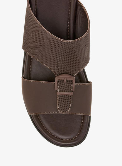 Textured Slip-On Arabic Sandals With Buckle Detail