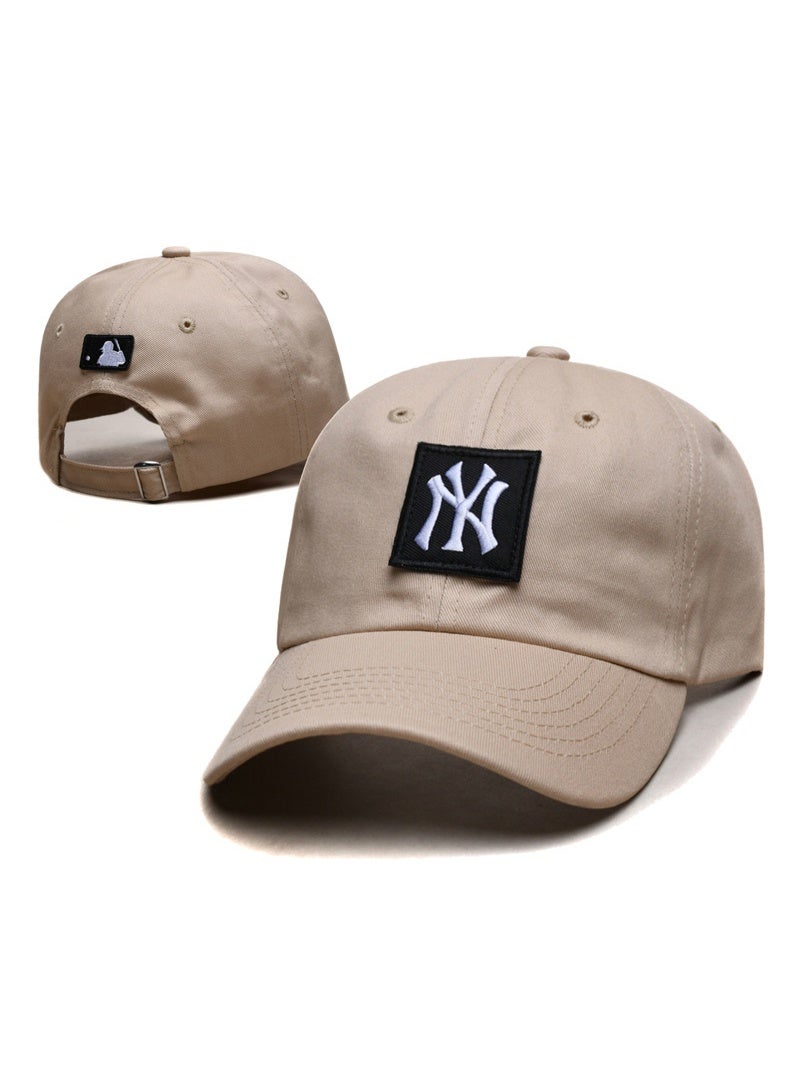 New Era MLB New York Yankees Beige Dad Hat – Black Patch & White NY Logo
