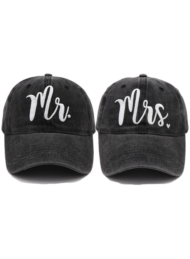 Mr & Mrs Embroidered Baseball Caps | Wedding Gift Set for Couples