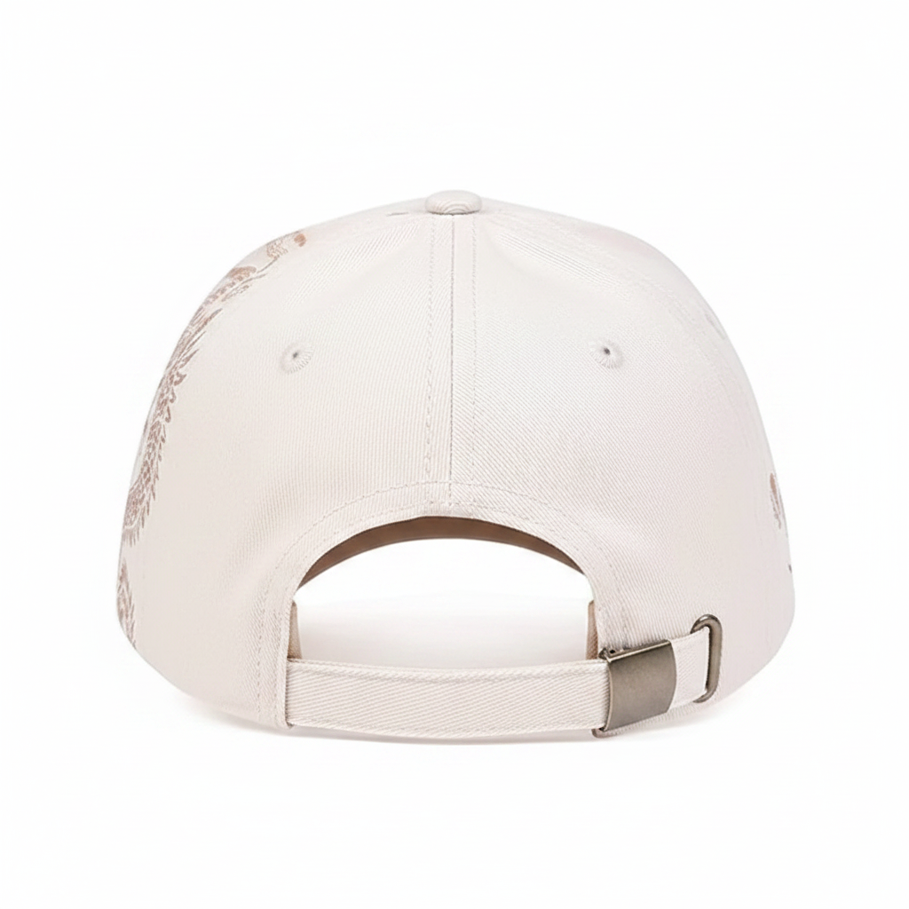 Beige Dragon Print Baseball Cap