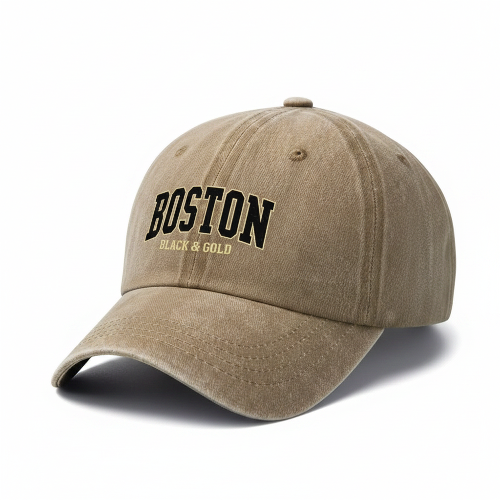 Boston Black & Gold Baseball Cap – Khaki
