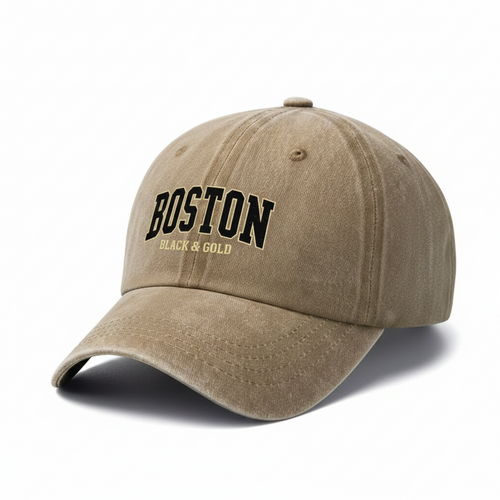 Boston Black & Gold Baseball Cap – Khaki