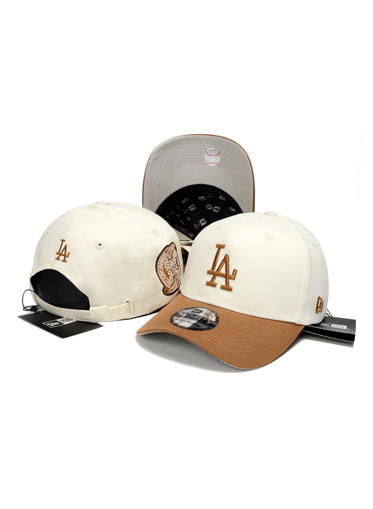 LA Dodgers New Era 39THIRTY Cream & Brown MLB Baseball Cap – Subway Series Patch