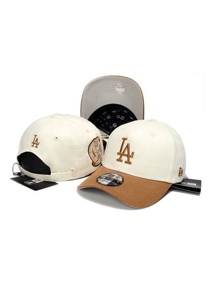 LA Dodgers New Era 39THIRTY Cream & Brown MLB Baseball Cap – Subway Series Patch