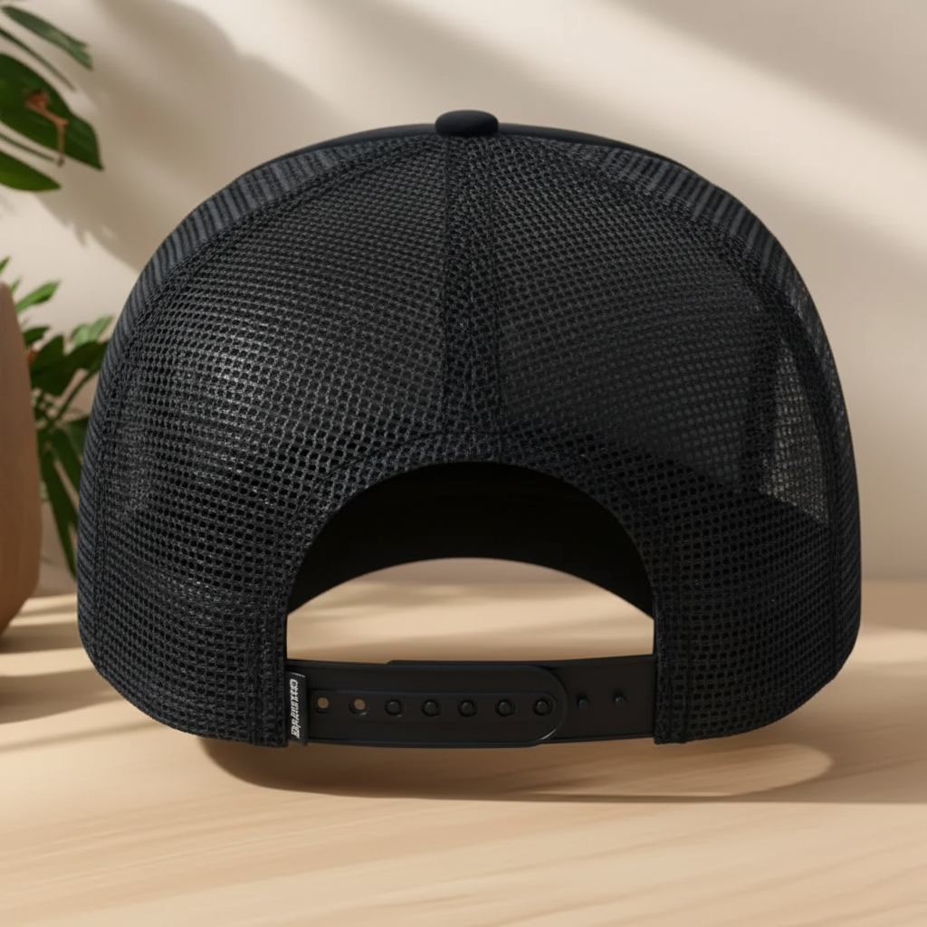 Built in the Sixties black trucker cap – back view