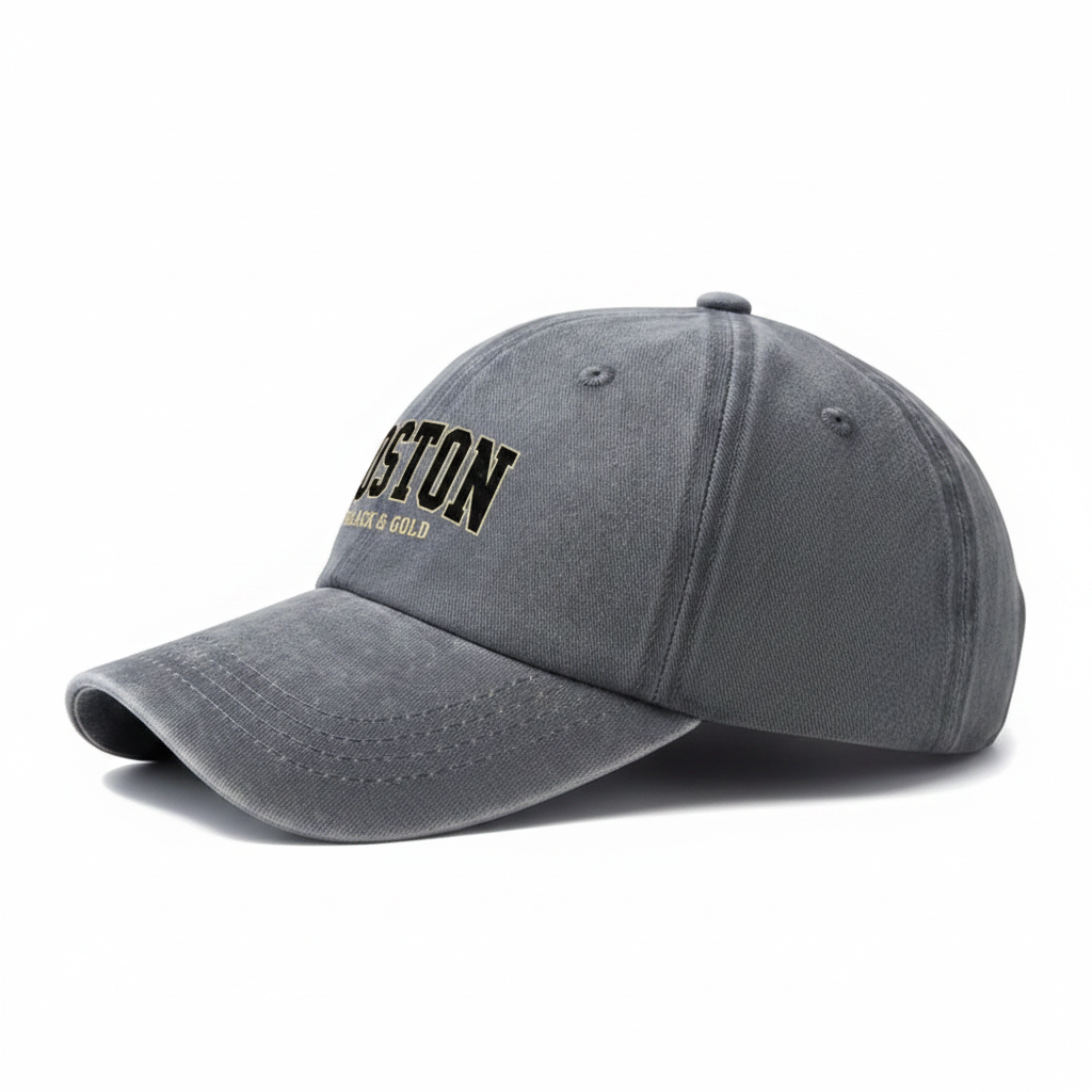 Boston Black & Gold Gray Cap - Right Side View