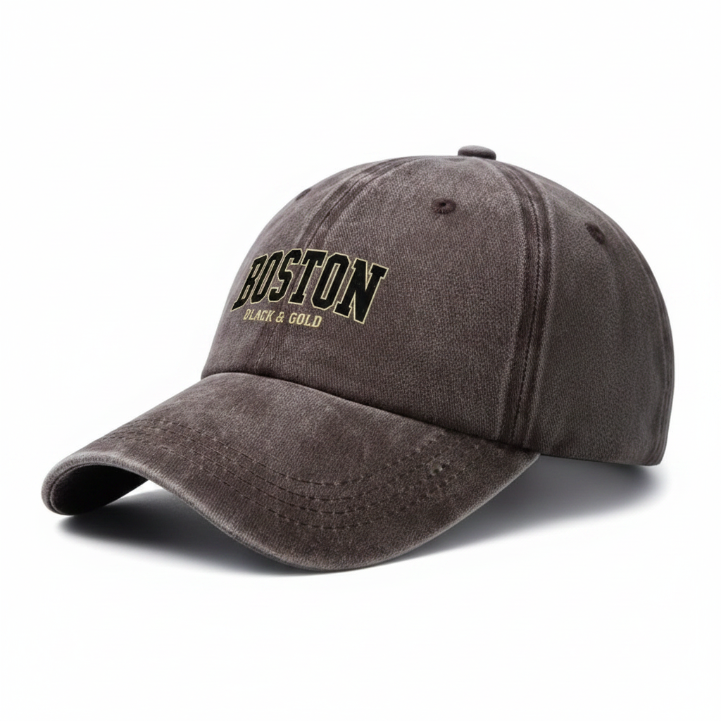 Boston Black & Gold Dark Brown Cap - Left Side View