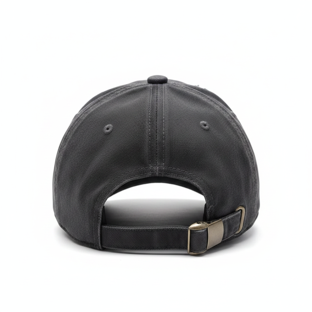 No Time For Romance Distressed Cap Black – back view with adjustable strap