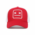 XX Sad Face Trucker Cap side view - red and white