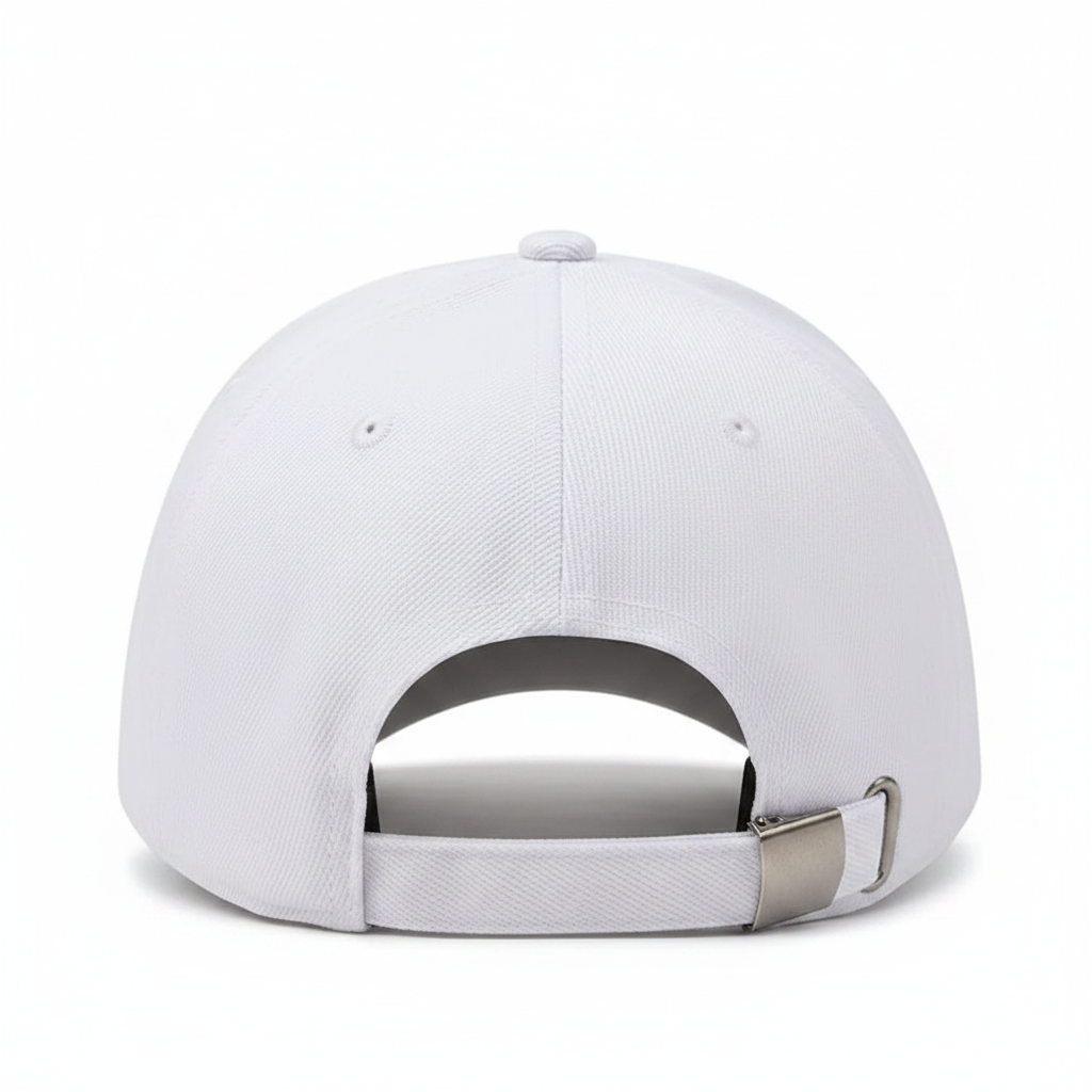 NY Baseball Cap White – back view with adjustable strap