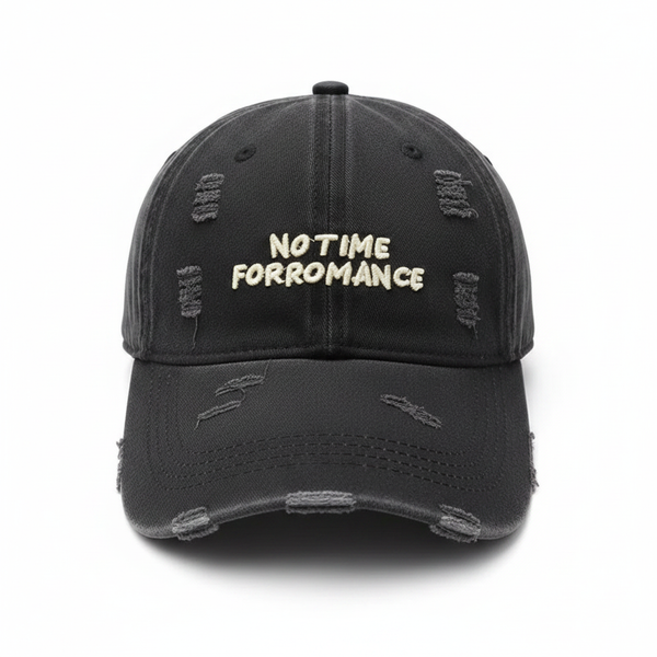 No Time For Romance Distressed Cap Black – front view