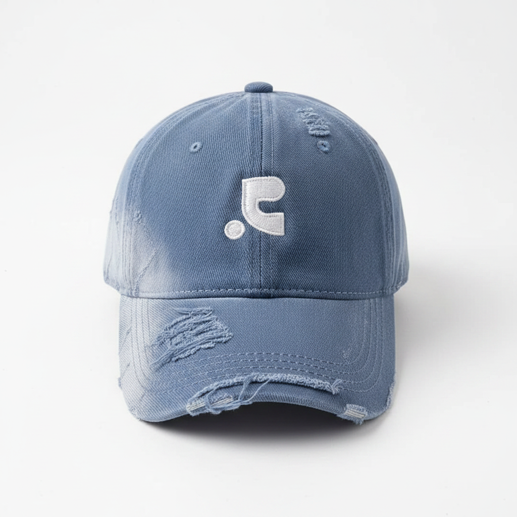 Distressed Denim Baseball Cap – front view