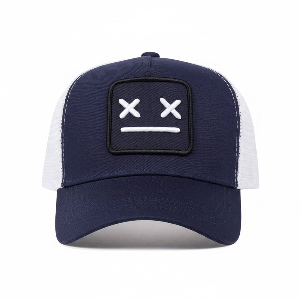 Navy XX Face Trucker Cap front view