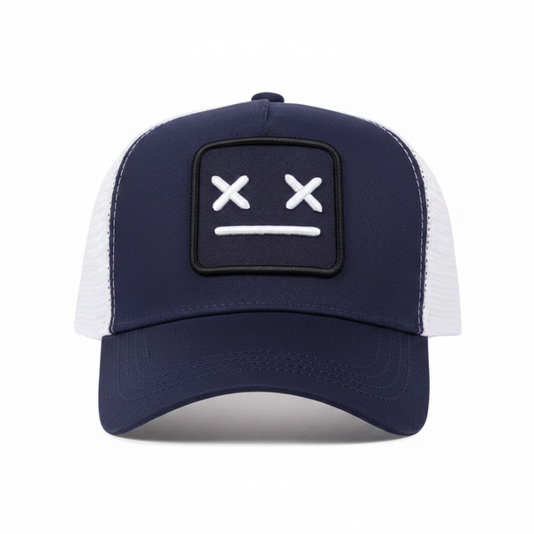Navy XX Face Trucker Cap front view