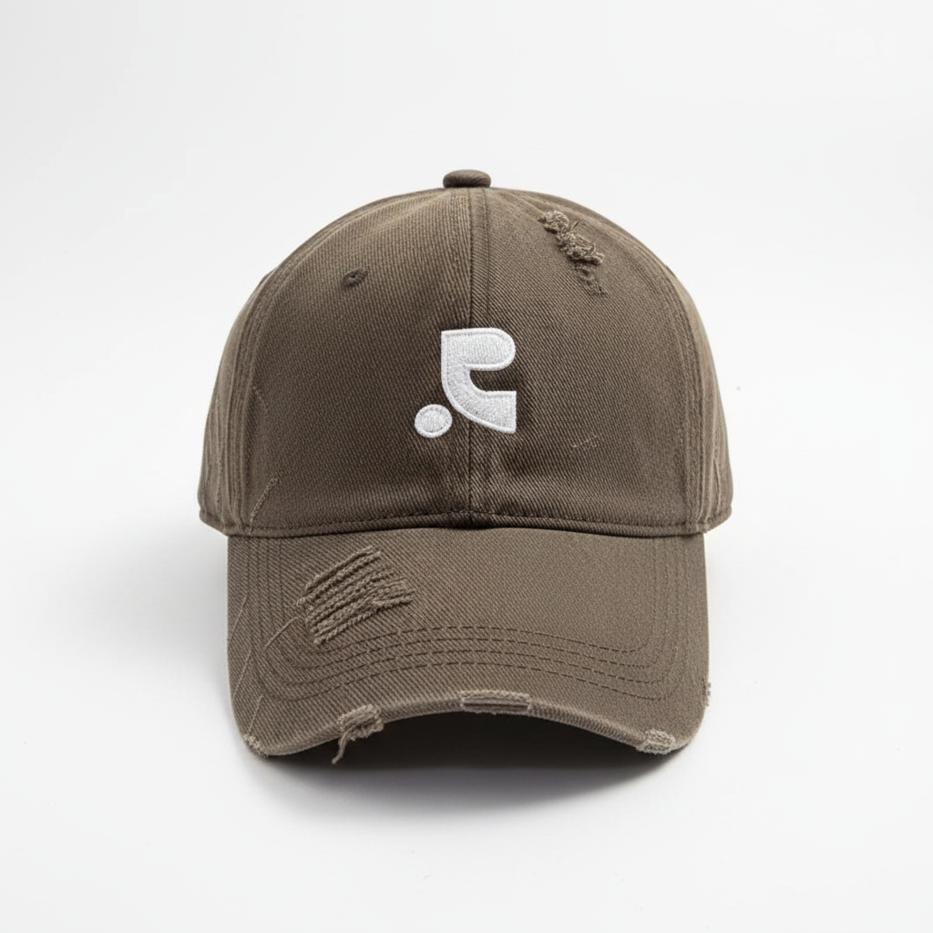 Distressed Denim Baseball Cap Olive – front view