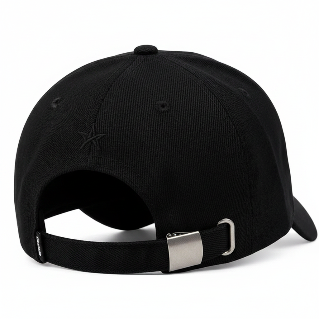 NY Baseball Cap Black – back view with adjustable strap