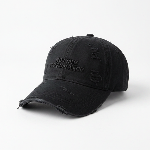 No Time For Romance Distressed Cap Black – front view
