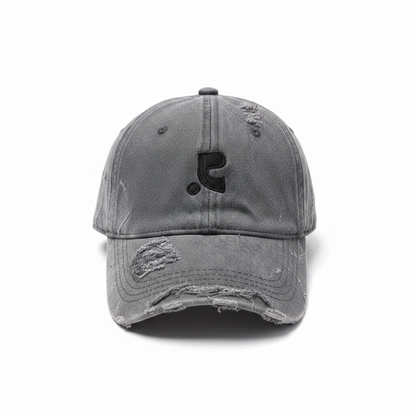 Distressed Denim Baseball Cap Grey – front view